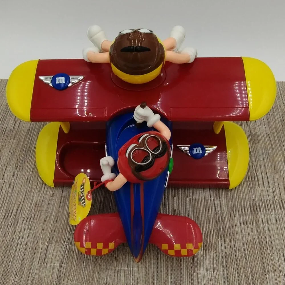 2009 M&M's Barnstorming Rides Bi Plane Collectible Candy Dispenser NWT
